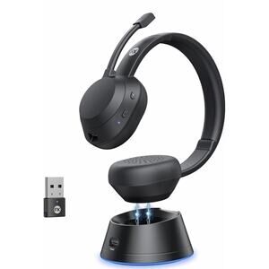 FXWONTY Wireless Headset, Wireless Headphones with Mic(AI Noise Cancelling)
